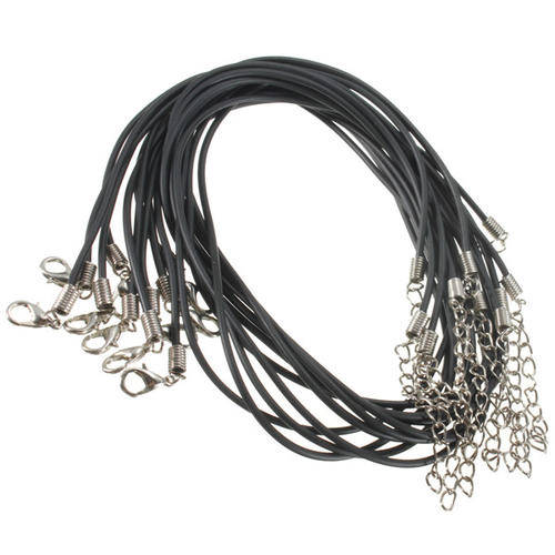 3mm BLACK CORD CHOKER NECKLACE WITH STAINLESS STEEL LOBSTER CLASP - ADJUSTABLE LENGTH