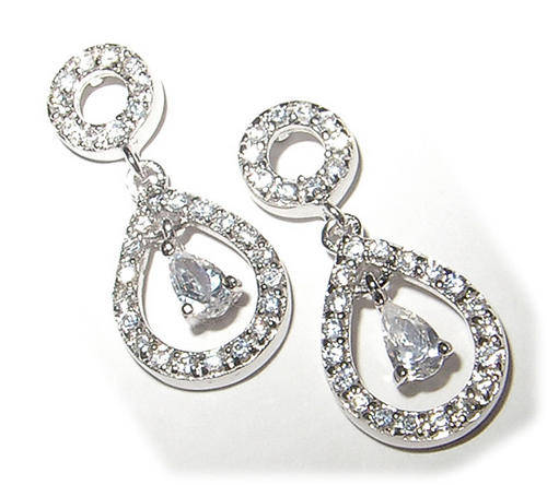 CUTE STERLING SILVER CZ DANGLING EARRINGS!