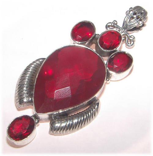 Genuine Natural GARNET Sterling Silver  Pendant!