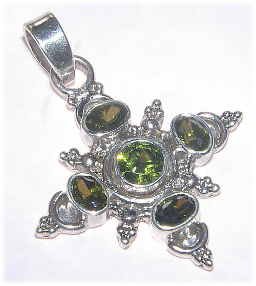 Genuine Natural VIETNAMESE PERIDOT  Sterling Silver  Cross