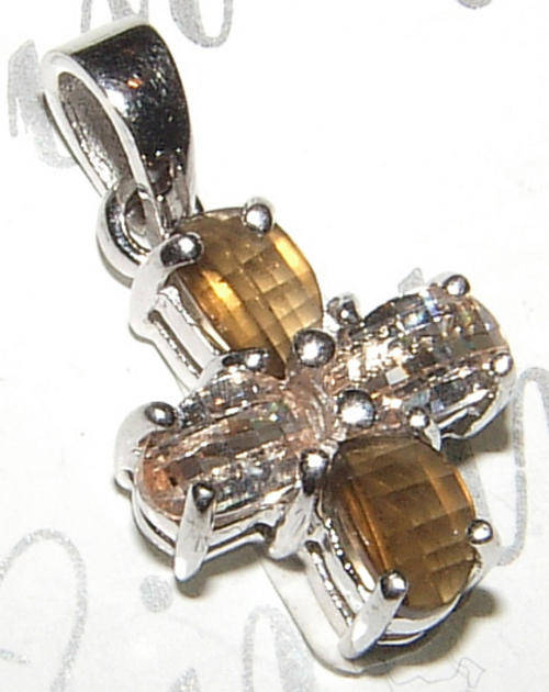 FANCY CUT CZ STERLING SILVER CROSS PENDANT