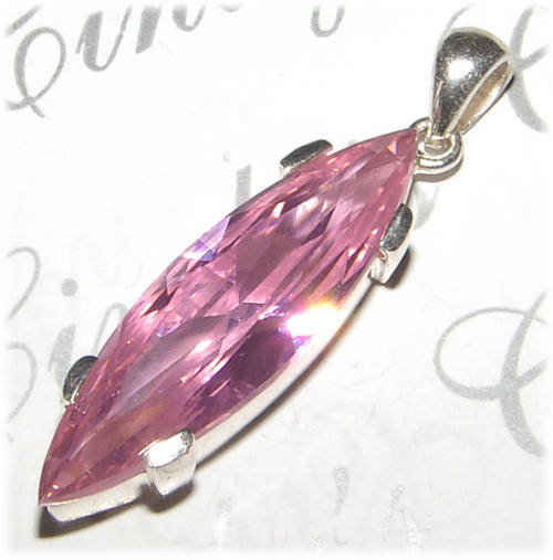 HOT PINK CZ STERLING SILVER PENDANT