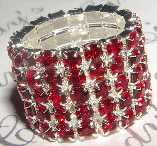 5 ROW AUSTRIAN CRYSTAL STRETCHY PARTY RING