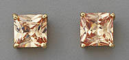 5 mm SQUARE CITRINE  CZ STERLING SILVER STUD EARRINGS!