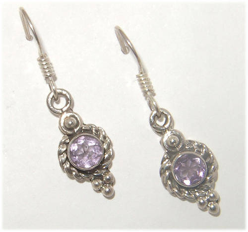 GENUINE AMETHYST DANGLING EARRINGS - FINE QUALITY!