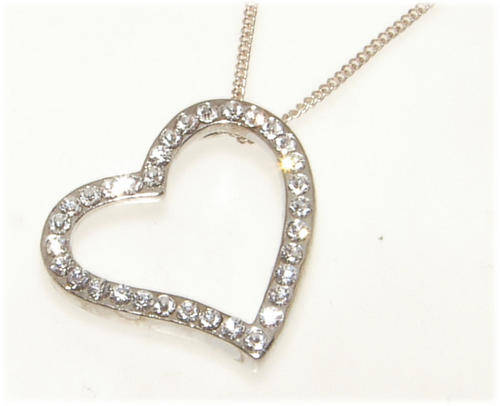 STUNNING RHINESTONE ENCRUSTED HEART PENDANT -- FINE QUALITY