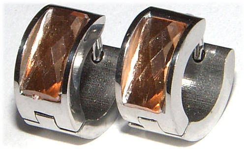 *** ALLERGY FREE!! ***STAINLESS STEEL HOOP EARRINGS WITH SPARKLING LUCITE BEAD!