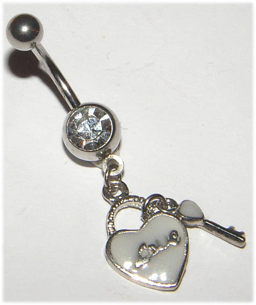 ***SPARKLING!!*** Key to my Heart Dangling Navel Jewellery!