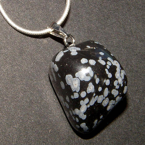STUNNING NATURAL SNOWFLAKE OBSIDIAN DRUM STONE PENDANT!!