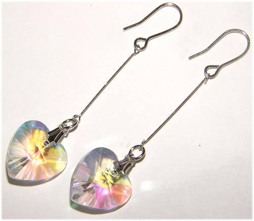 ***NEW!*** BEAUTIFUL ALPACA SILVER CRYSTAL DANGLING EARRINGS!!!