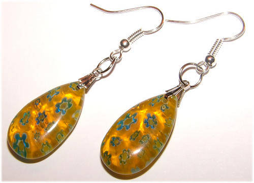 ***NEW!*** BEAUTIFUL MILLEFIORI GLASS DANGLING  EARRINGS!!!