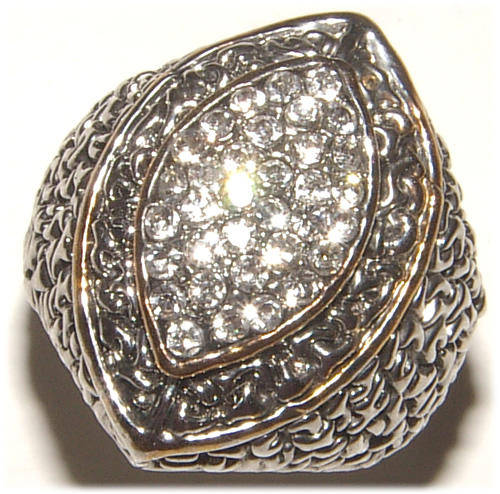 BEAUTIFUL RHINESTONE ENCRUSTED TWO-TONE DRESS RING - ***NEW***!