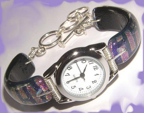 UNIQUE DICHROIC FUSED GLASS JEWELLERY - BEAUTIFUL  WATCH!