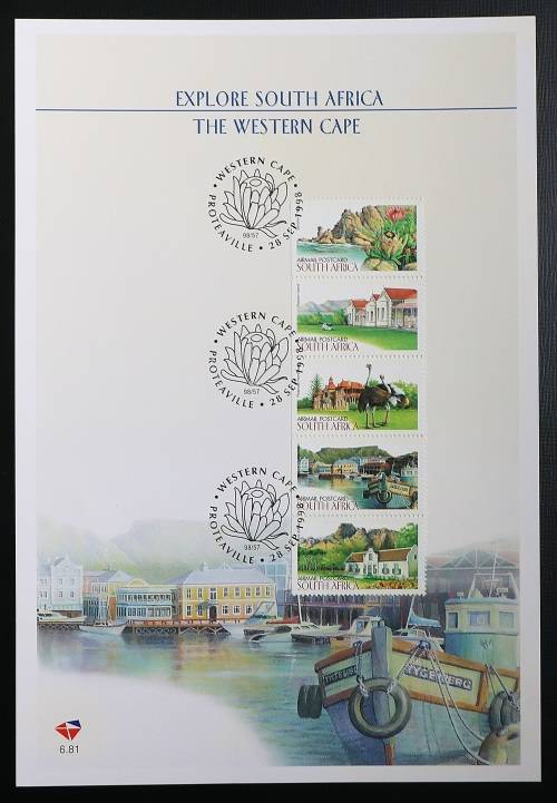 FDC 6.81: Explore S.A. The Western Cape. Stamps imperf on the left. MNH.