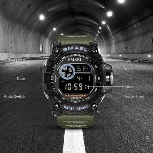 Smael 8010 Mens Green 50M Waterproof Sport Watch