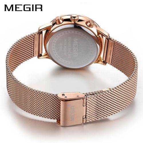 Megir 2011L Fully Functional Womens Chronograph Watch - Rose Gold
