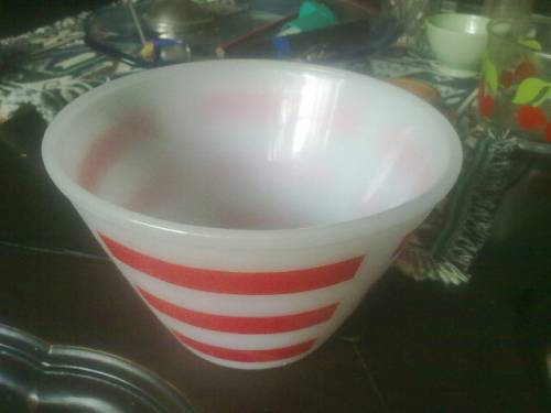 red and white bowl