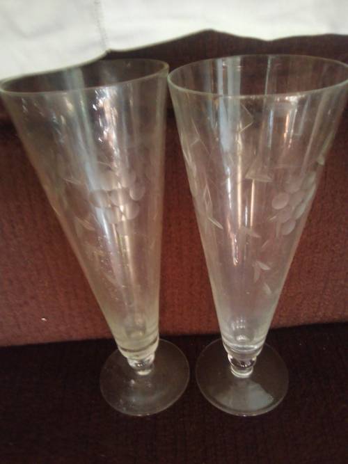 2 vintage  champagne glasses