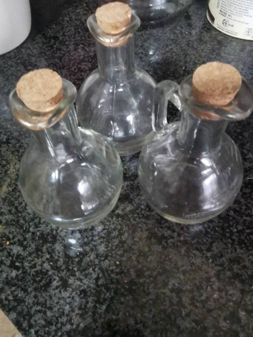 3 VINTAGE GLASS JARS WITH STOPPERS