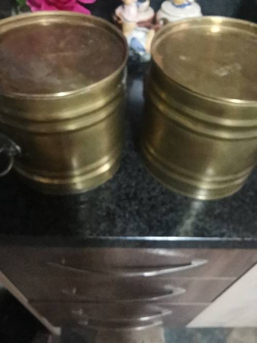 2 ANTIQUE  SOLID BRASS HANDMADE PLANTERS
