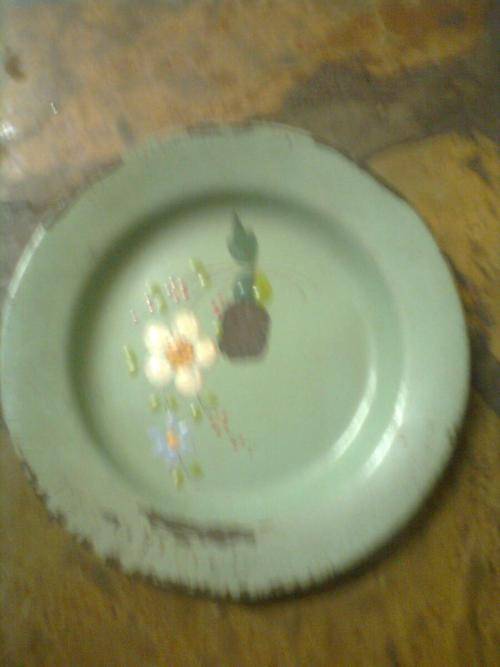 vintage enamel plate green