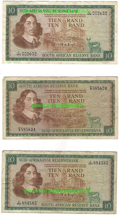 3 x 10 rand notes