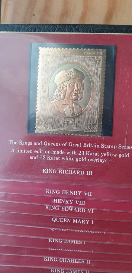 kings and queens of Great Britain gold stamp series