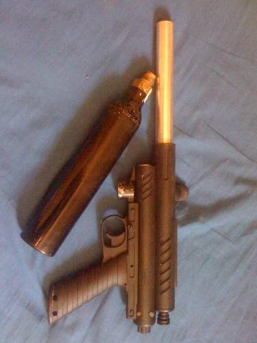 Paintball Marker and Gas Bottle