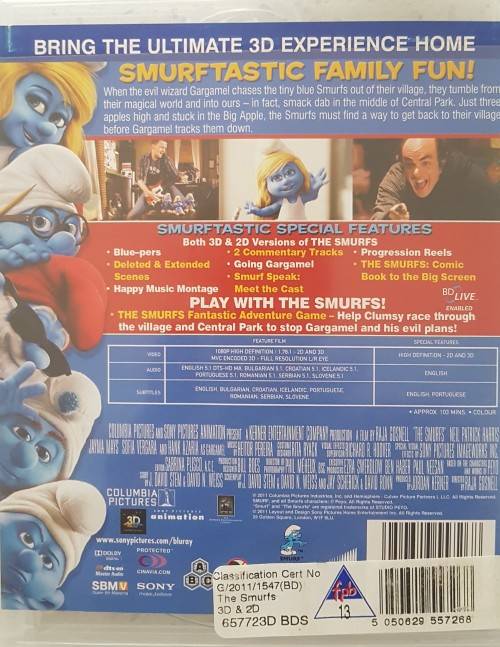 Blue Ray : The Smurfs in 3D