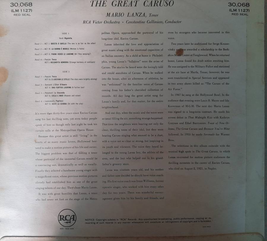 Vinyl: The Great Caruso - Lanza