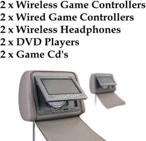 2 x Grey Car Headrest DVD, games & music players. IN STOCK NO WAITING! GREAT GIFT!