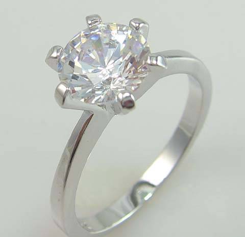 9CT WHITE GOLD CLAD CUBIC ZIRCONIUM RING