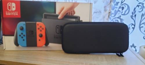 Nintendo Switch Console Gen 1 Neon Blue Red and Carry Case and Original Accessories