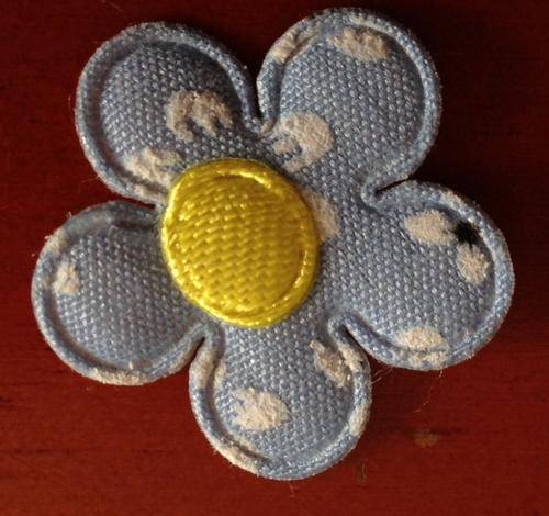 20 Small Blue and Yellow Satin Flowers