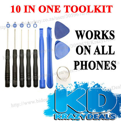 Cellphone Toolkit 10 Piece for Apple, iPhone, Samsung, Sony, LG, Nokia, Blackberry etc