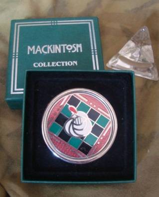 Renee Macintosh Paper weight. Art Nouveau. Boxed with stand
