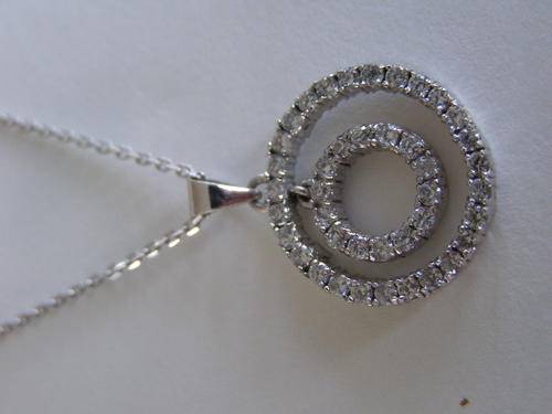 9CT WHITE GOLD + CZ - PENDANT + CHAIN
