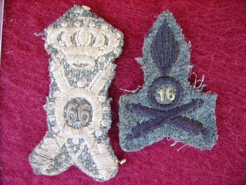 2 X WWII-ITALIAN-CLOTH CAP BADGE'S(INFANTRY & ARTILLERY)-LOW START.