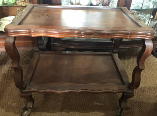 IMBUIA TEA TROLLEY WITH TYPICAL DETACHABLE TRAY OF THE PERIOD