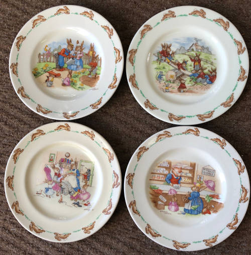 BUNNYKINS ROYAL DOULTON SET OF 4 PLATES