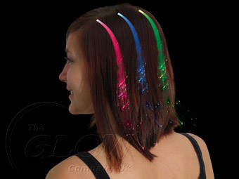 Flashing fiber optic hair - White
