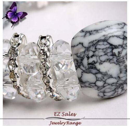 Grey Howlite & Crystal Bracelet