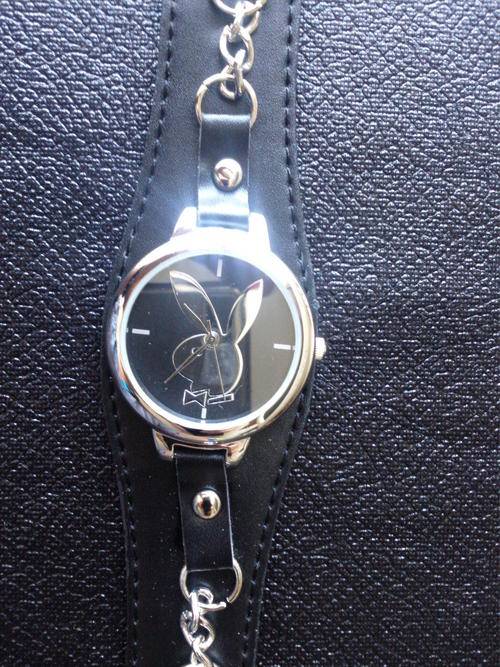 New Cute Playboy Quartz Wrist Watch  - Black