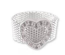925 Sterling Mesh Zircon Heart Ring
