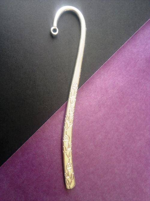 Silver Metal Bookmark - Flowers