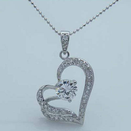 Crystal Heart-Shaped Pendant Necklace