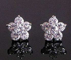 18k White Gold plated Zircon diamond cut earring