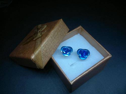 Aluminium Rose Studs - Blue