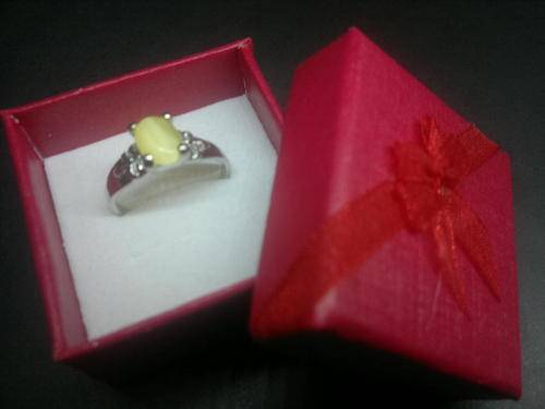 Tibetan Silver Cat's Eye Ring -  Yellow Size 18