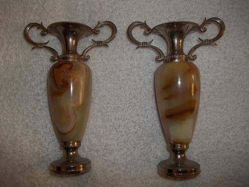 2 X SMALL MARBLE  VASES